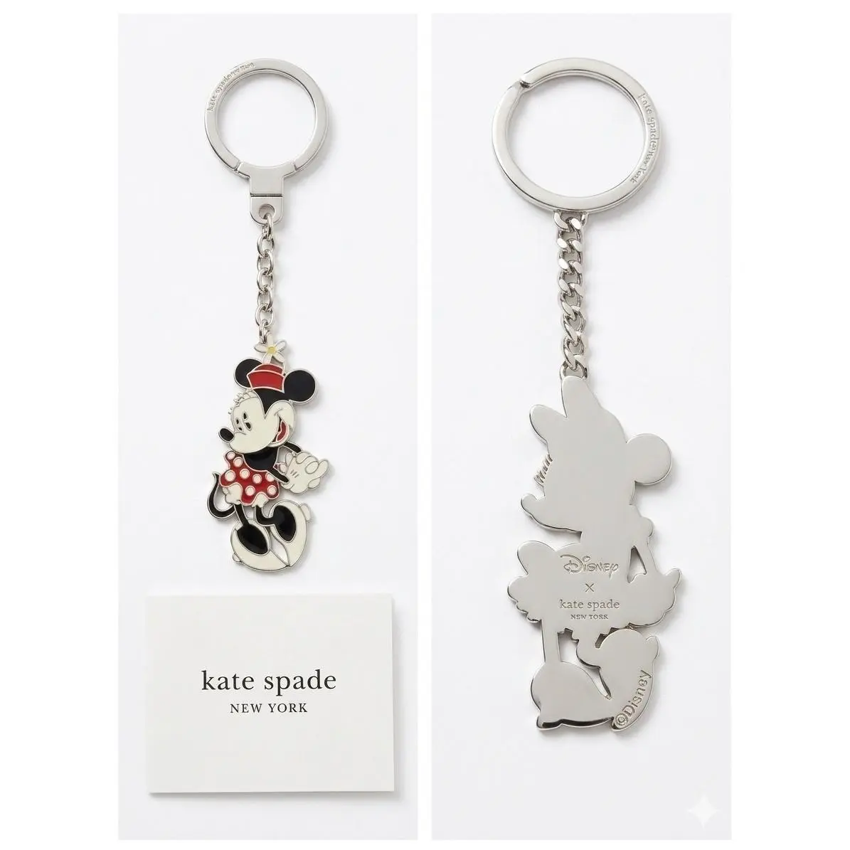 York Disney Minnie Mouse Enamel Keychain Red Polka Dot Bag Charm by Kate Spade