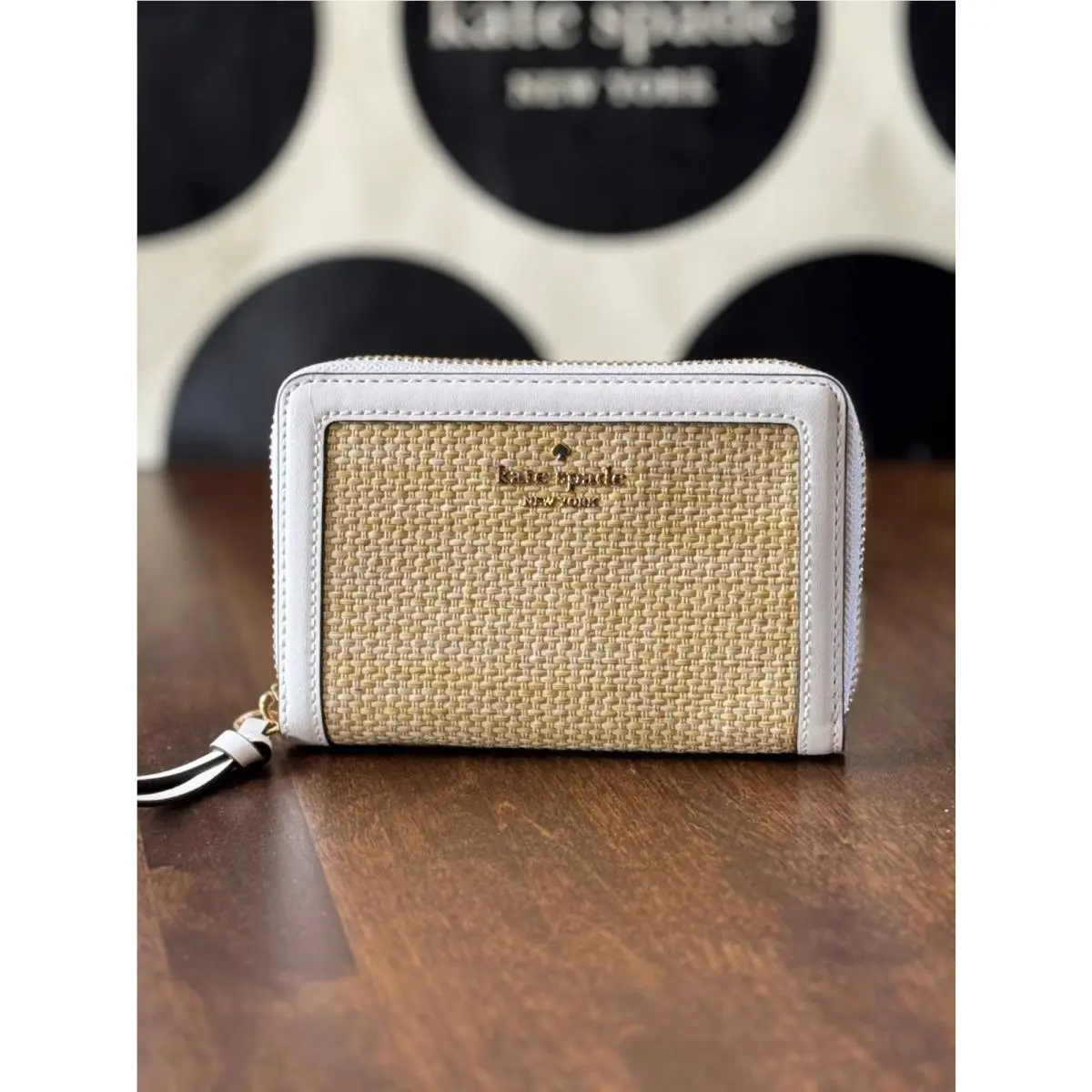 Kate Spade New York Knott Straw Medium Zip Around Wallet