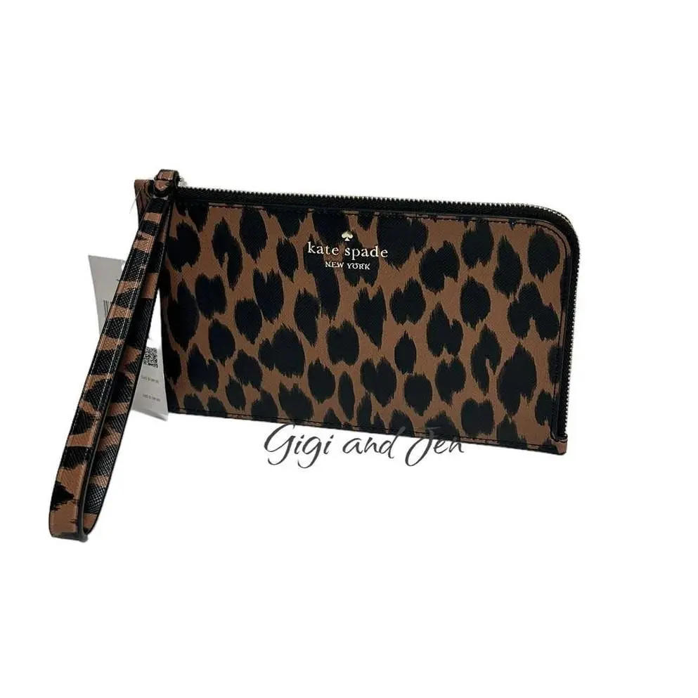 Leopard Printed Lucy Medium L-zip Wristlet by Kate Spade
