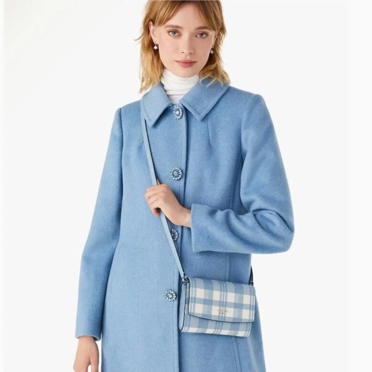 Kate Spade Crossbody Bag Small Blue Gingham Plaid Retails Cottagecore