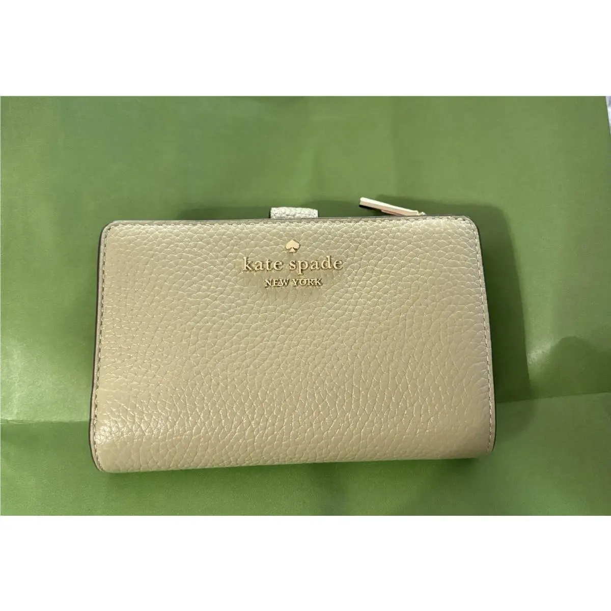 Kate Spade Med Combifold Pebbled Leather Wallet KN750 Elm Green 202 /pink
