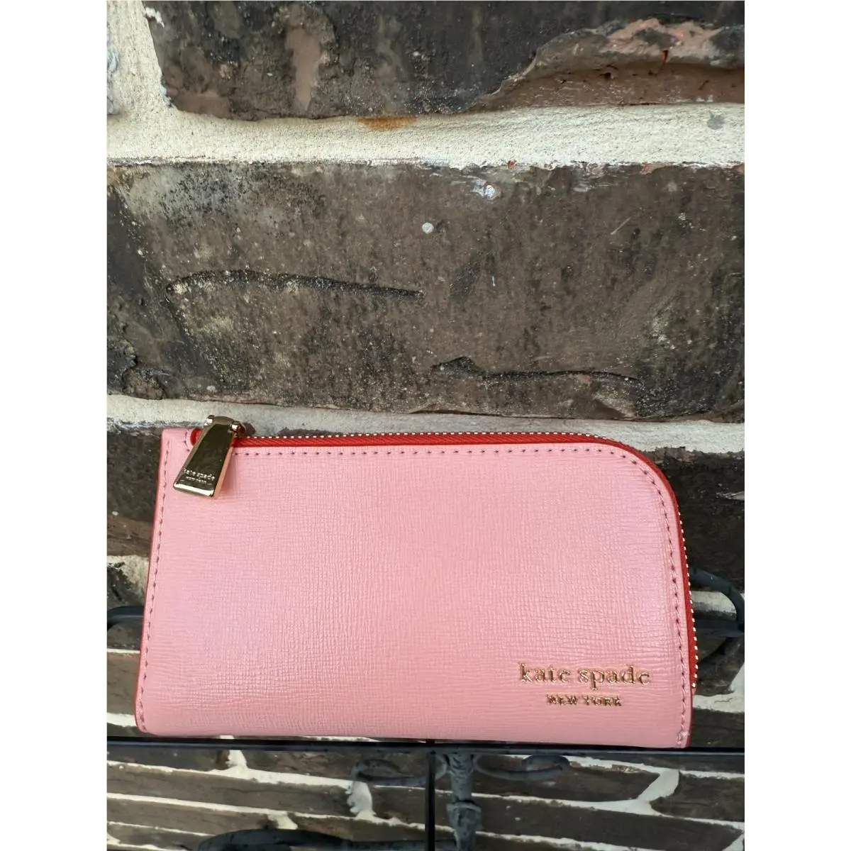 NWT$110 Kate Spade Devin Small Slim Bifold Wallet Setting Sun KL619 Pink Orange