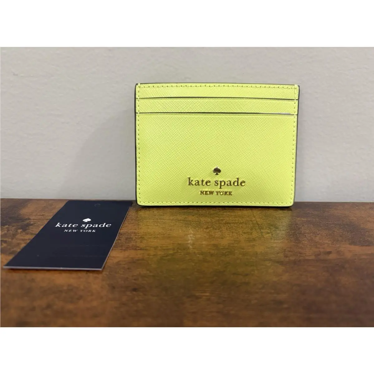 Kate Spade Small Cardholder Wallet In Lime Slush Saffiano ID Holder