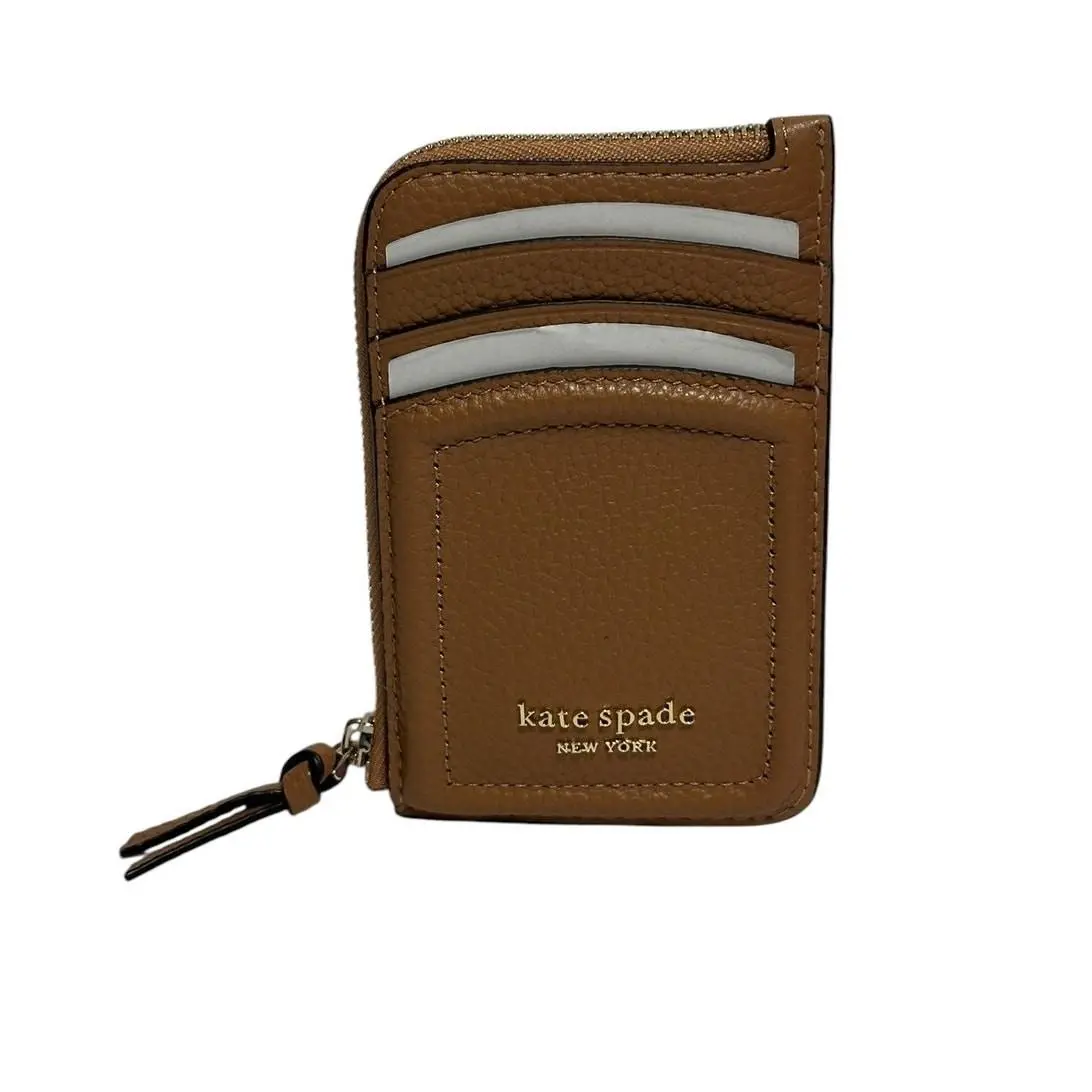 York Knott Pebbled Leather Zip Card Holder Bungalow by Kate Spade