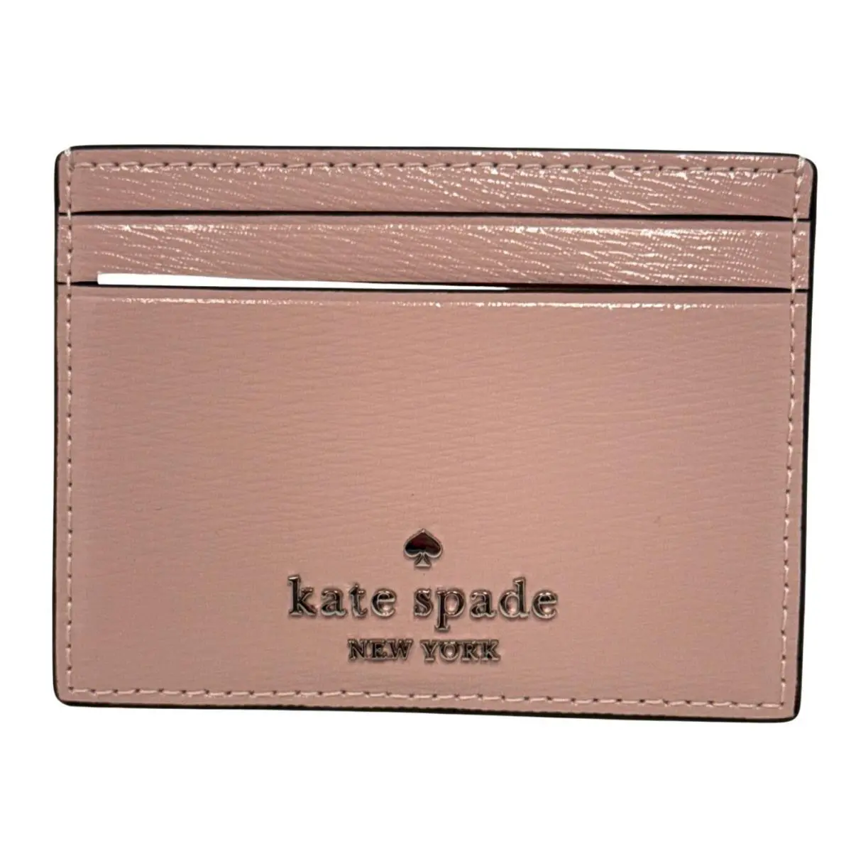 Kate Spade Madison Slim Card Holder Tutu Pink Pebble Leather Wallet New Logo