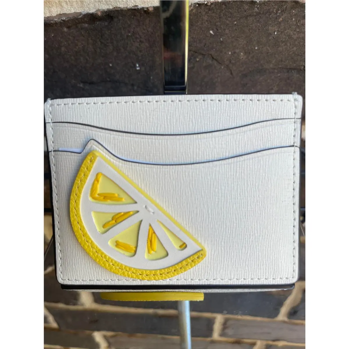 Kate Spade Lemon Drop Applique Cardholder Wallet Ivory White Novelty