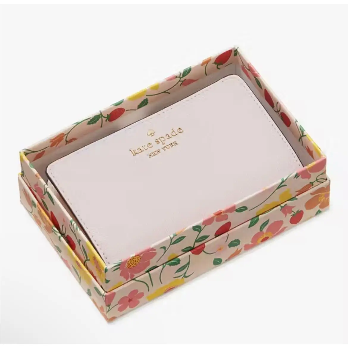 Kate Spade Boxed Madison Strawberry Garden Medium Compact Bifold Wallet In Multi