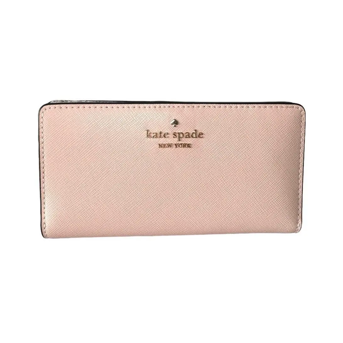 Madison Large Slim Bifold Wallet in Conch Pink by Kate Spade