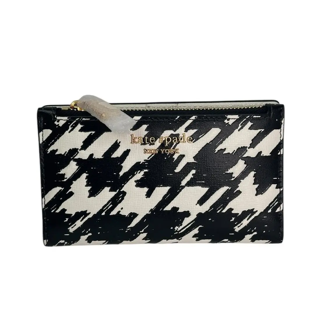 Kate Spade Morgan Painterly Houndstooth Small Slim Bifold Wallet