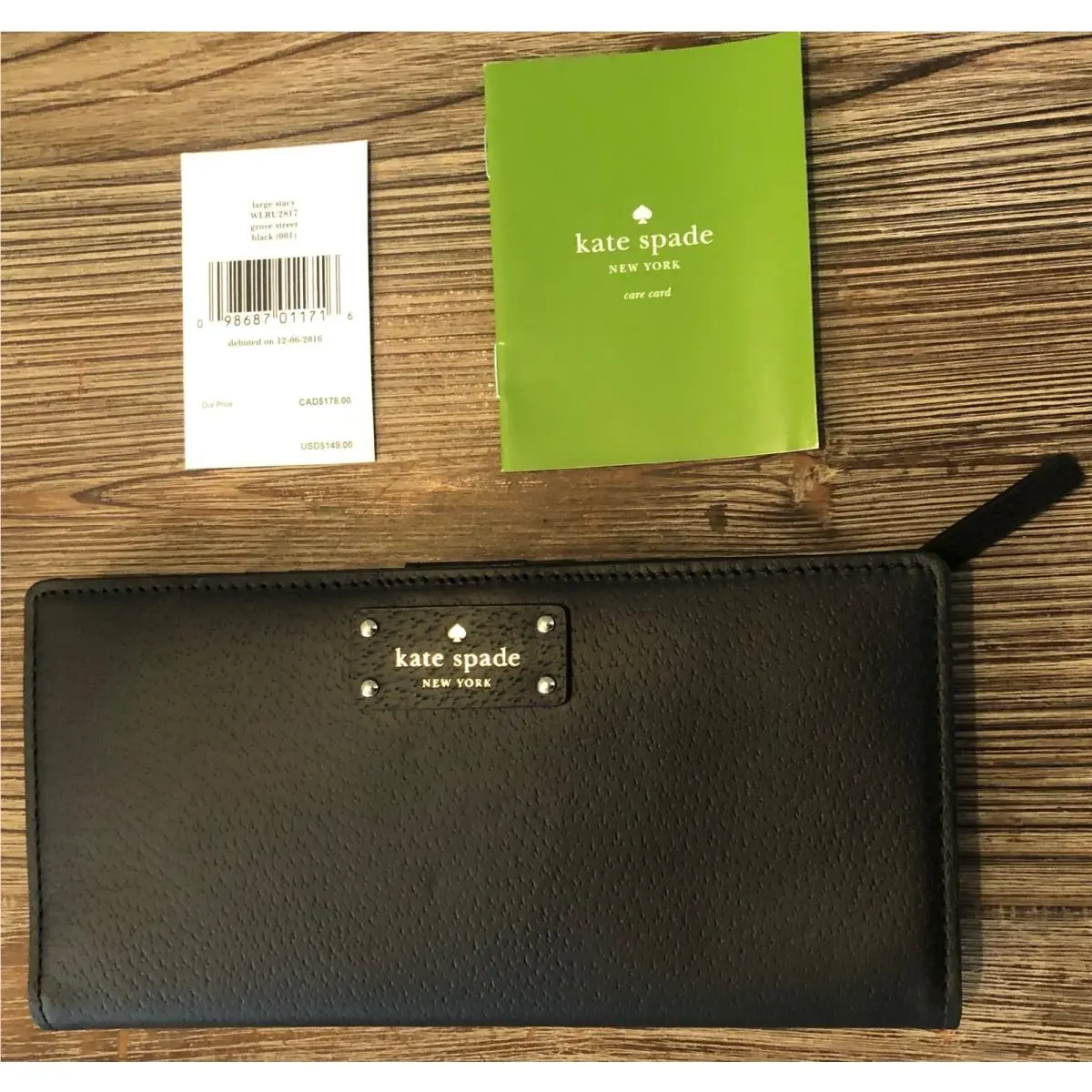 Kate Spade Wallet Groves Street Black Large Stacey Bi Fold Leather