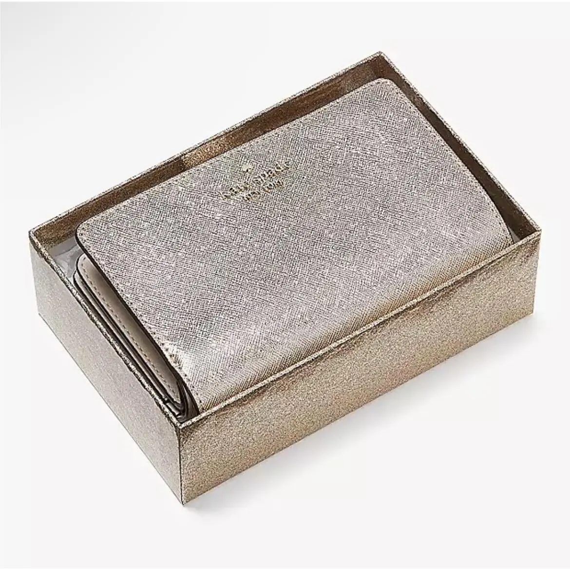 Kate Spade Glimmer Metallic Medium Compact Bifold Wallet Glittering Rose