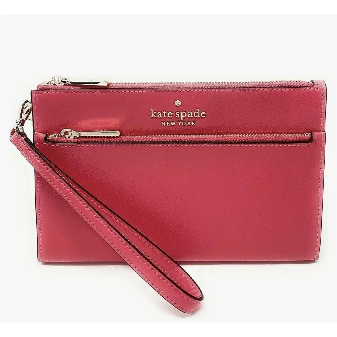Kate Spade New York Staci Medium Wristlet Pouch Saffiano Leather In Hibiscus