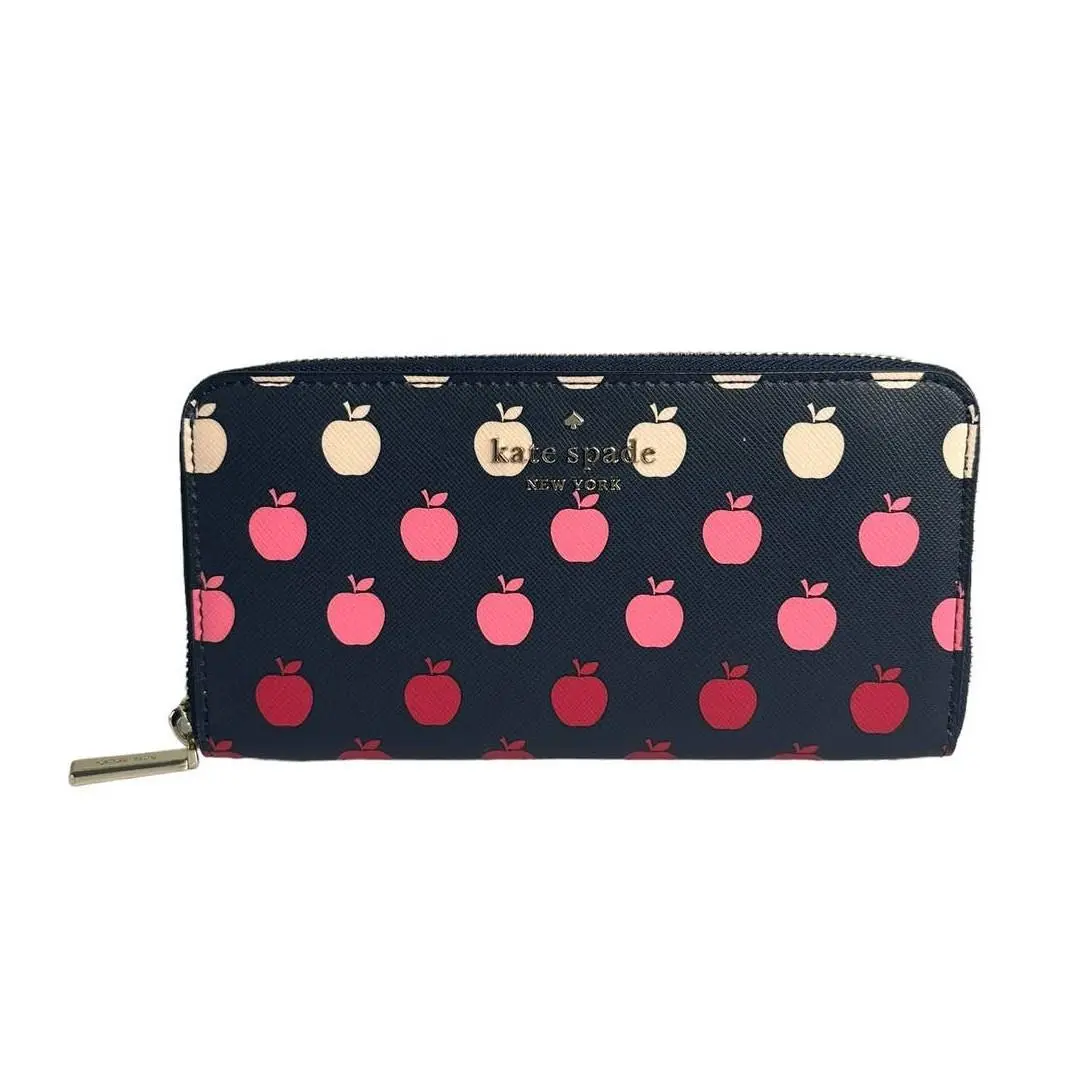 Kate Spade Staci Large Continental Wallet Orchard Degrade Print Apple Blue Multi