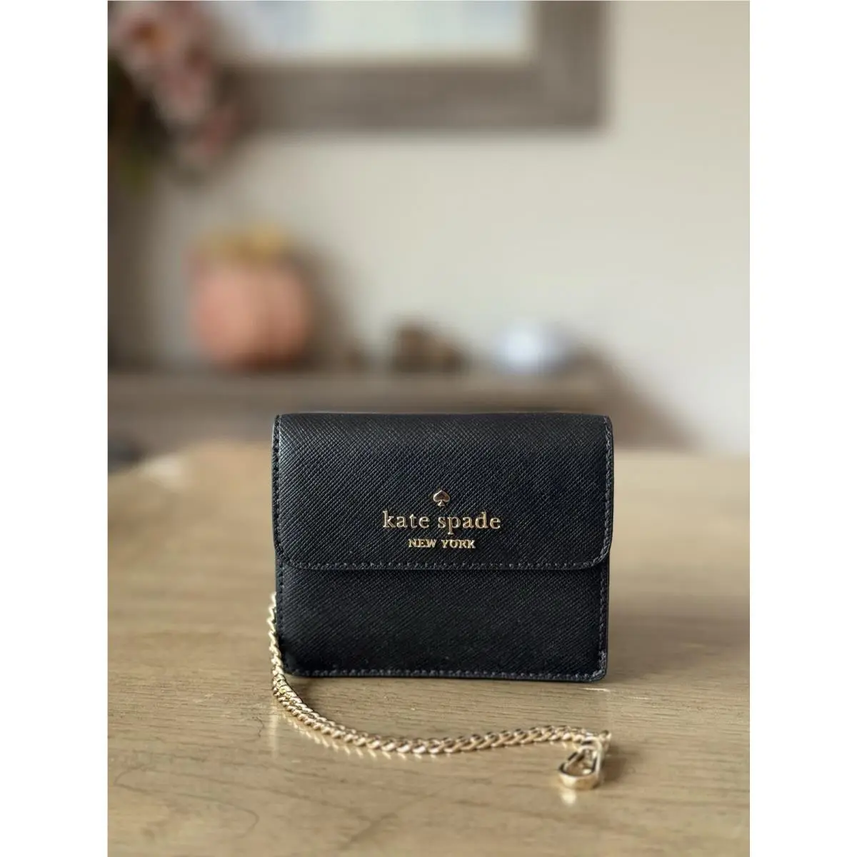 Kate Spade York Madison Saffiano Leather Small Flap Card Case In Black