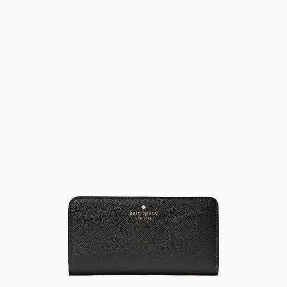 Kate Spade Bailey Large Slim Pebbled Leather Bifold Wallet Black