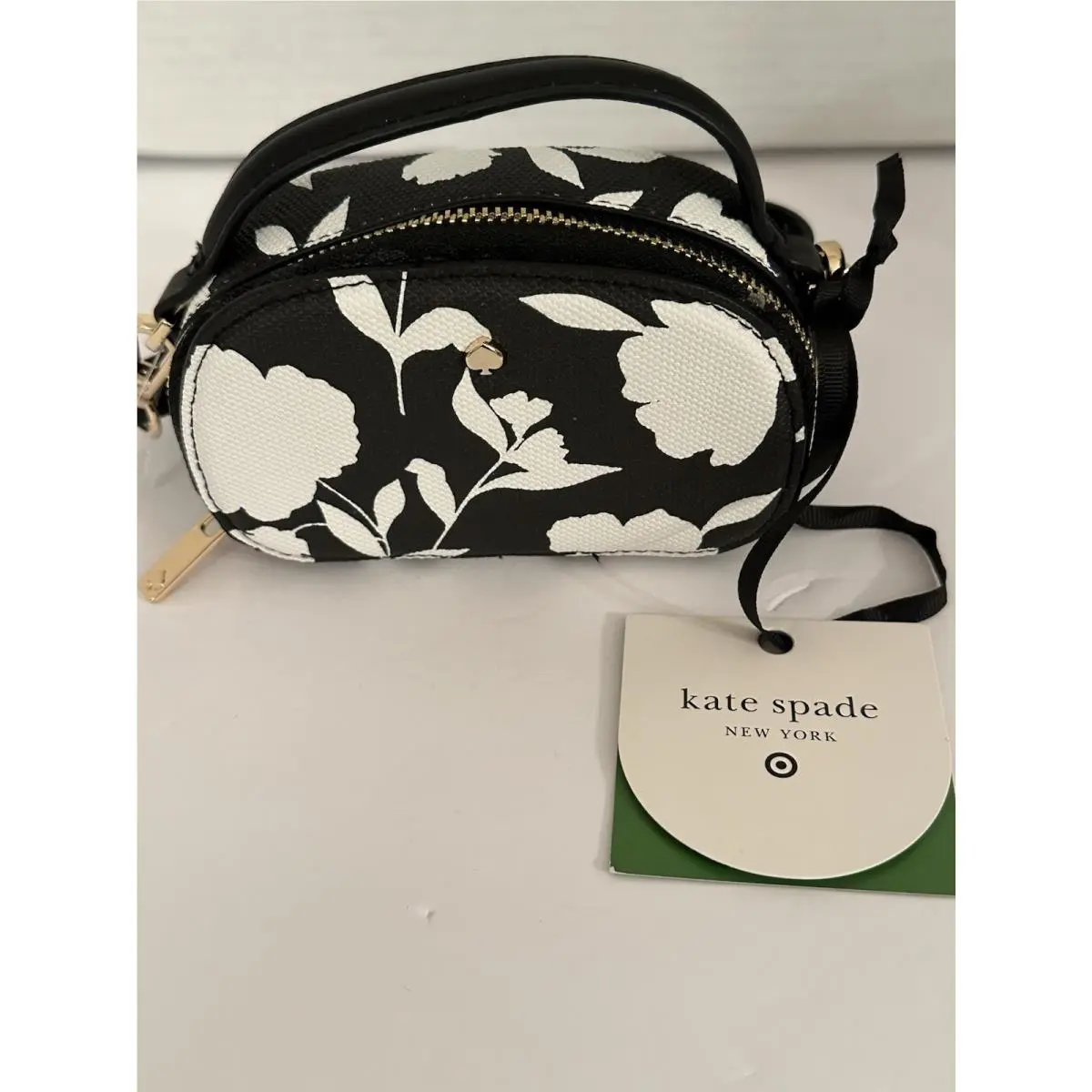 New Kate Spade x Target Classic Rose Mini Crossbody Bag - Black/white