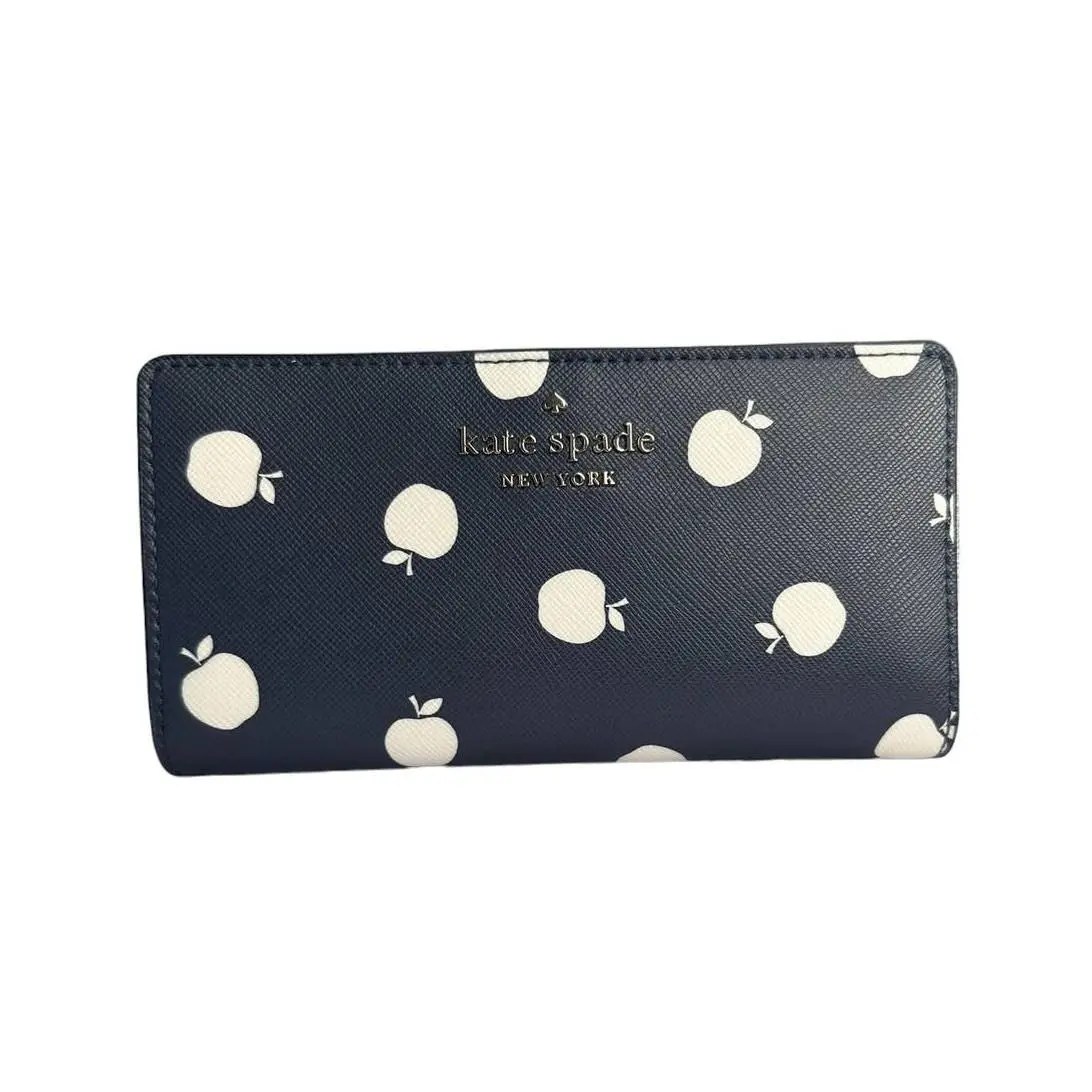 Staci Orchard Toss Apple Print Large Slim Bifold Wallet by Kate Spade