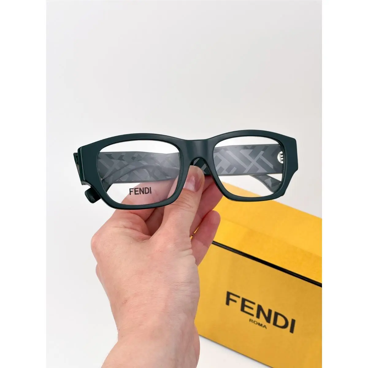Fendi Women Eyeglasses Rectangular Green Demo FE50123I 096