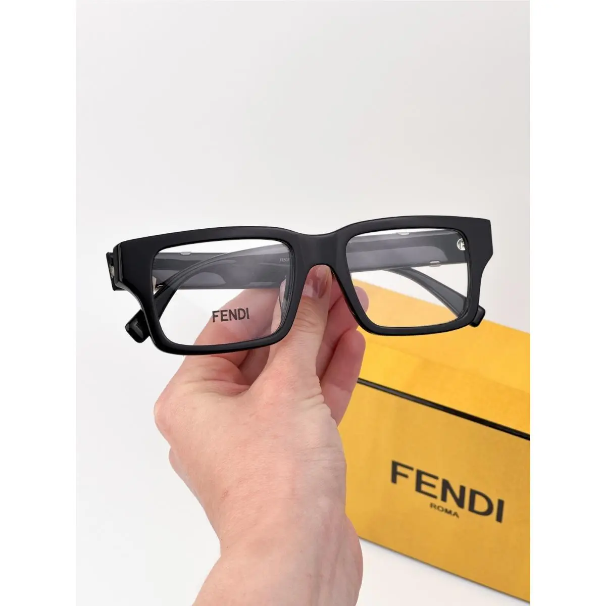 Fendi Diagonal Women Eyeglasses Square Black Demo FE50114F 001