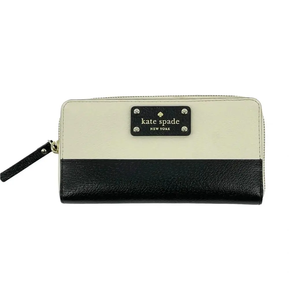 Kate Spade Berkeley Lane Neda Street Zip Around Wallet Porcelain/black WLRU2209