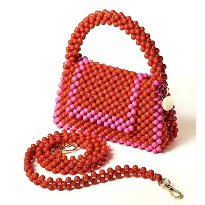 Kate Spade New York Target Crossbody Bag Pink Red Colorblock Beaded In Hand