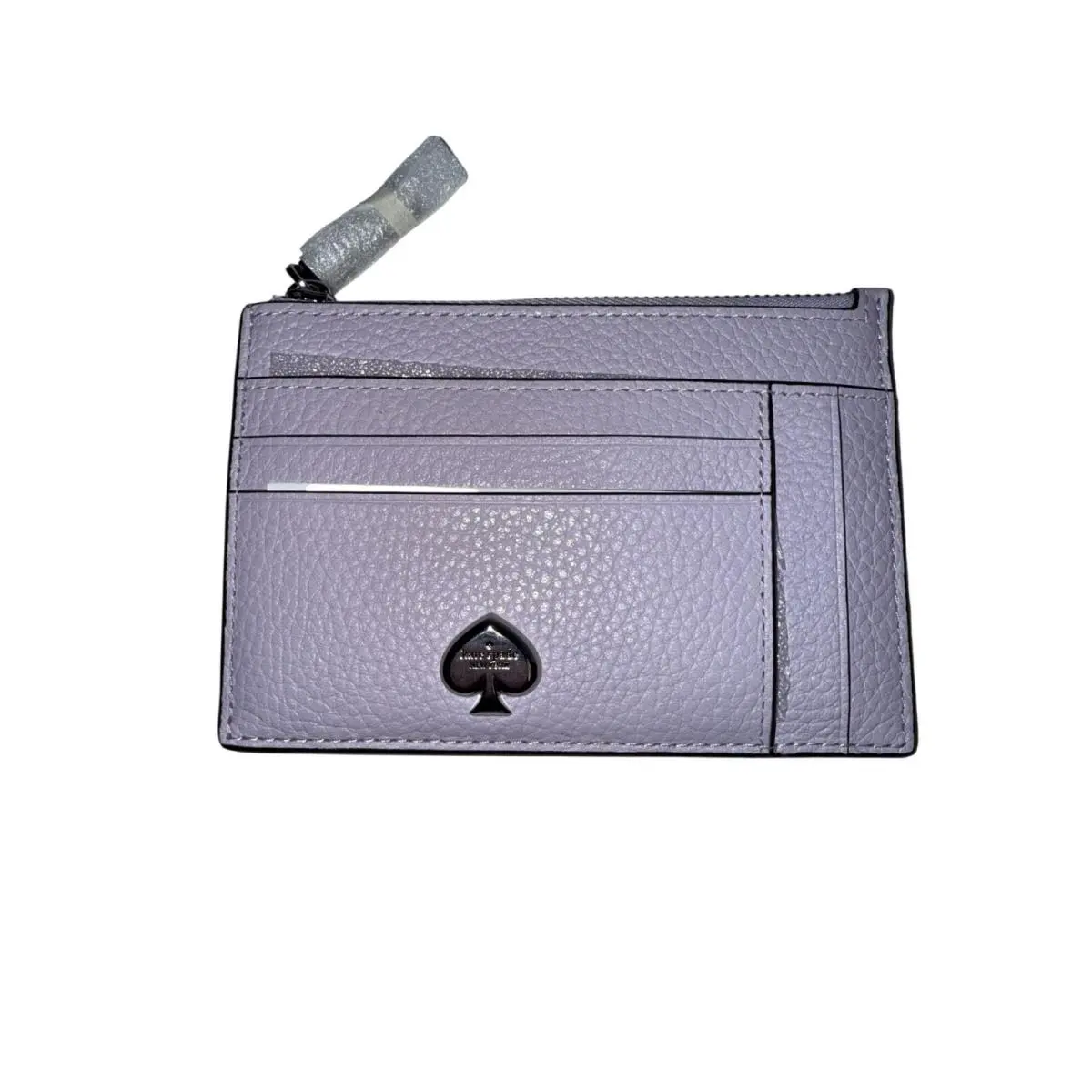 Kate Spade Kayla Large Slim Cardholder Wallet Lilac Pebbled Leather Zip Coin New