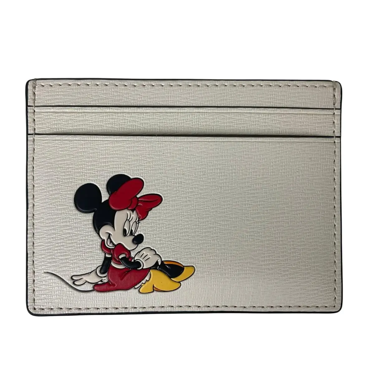 Disney X Kate Spade Minnie Mouse Textured Leather Card Holder Cream 4 x 3