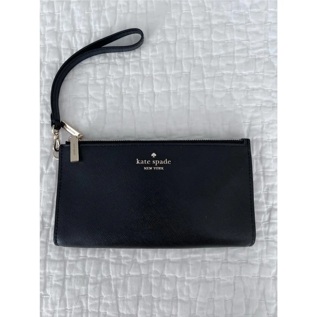 Kate Spade Black Leather Wristlet Wallet Retail