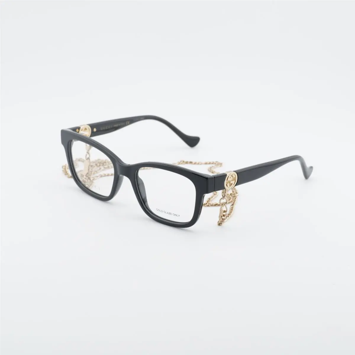 Gucci GG1025O 003 Black with Gold Detachable Chain 51mm Eyeglasses
