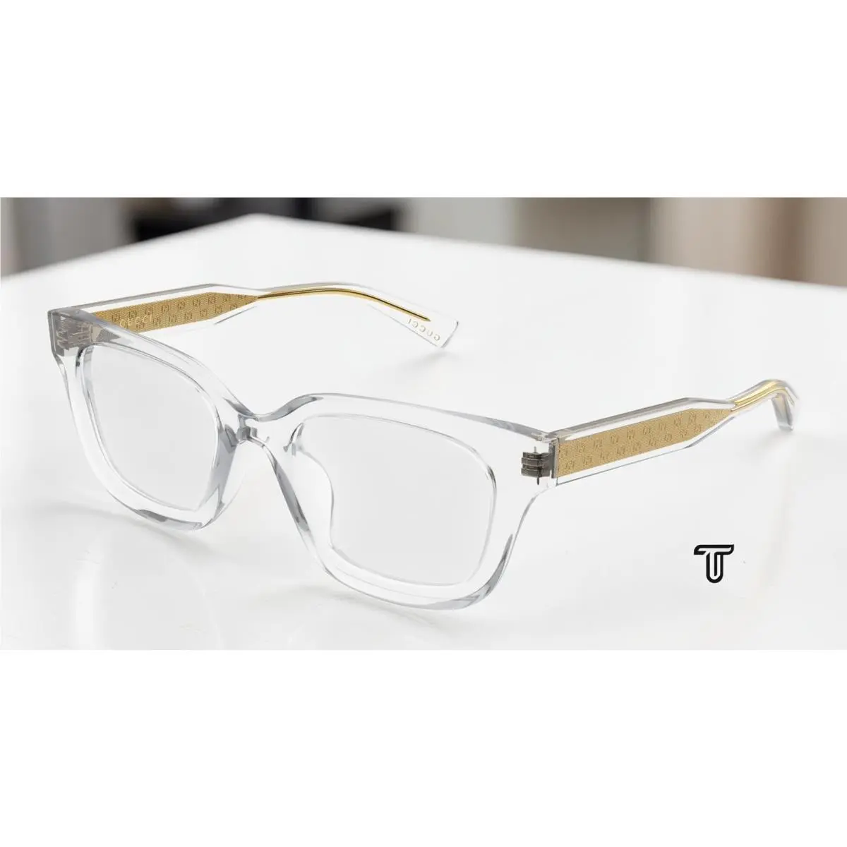 GG2067OL 008 Rectangular Squared Crystal Demo Lens 52 m Women`s Eyeglasses by Gucci