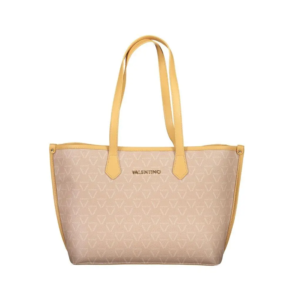 Valentino Beige Polyurethane Women`s Bag with Central Pocket and Zip Closure