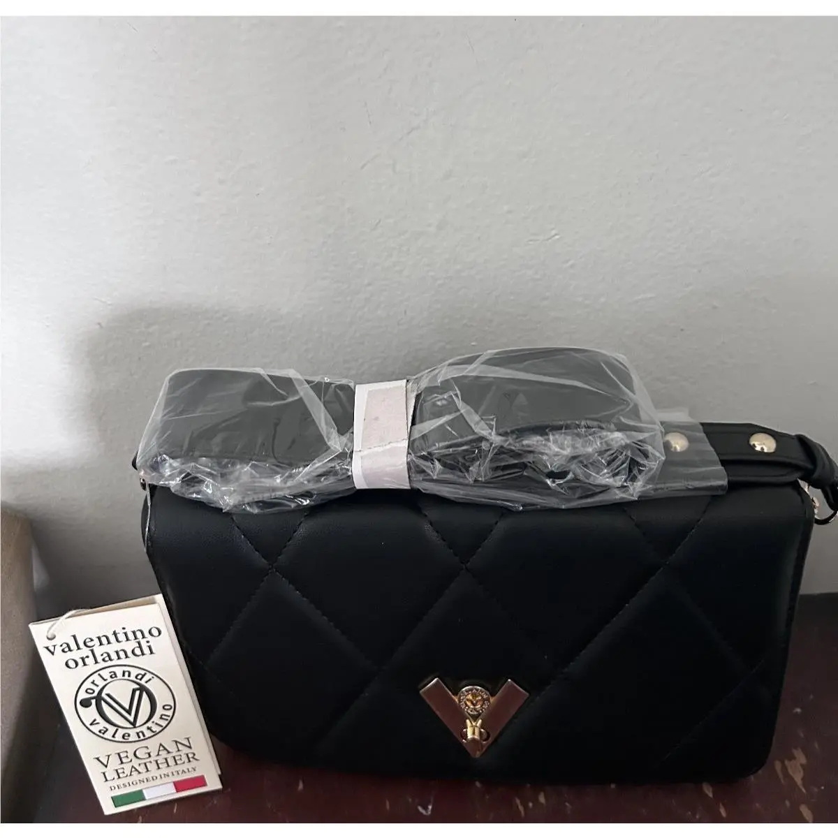 Valentino Orlandi Black Diamond Quilted Crossbody Shoulder Bag /clutch