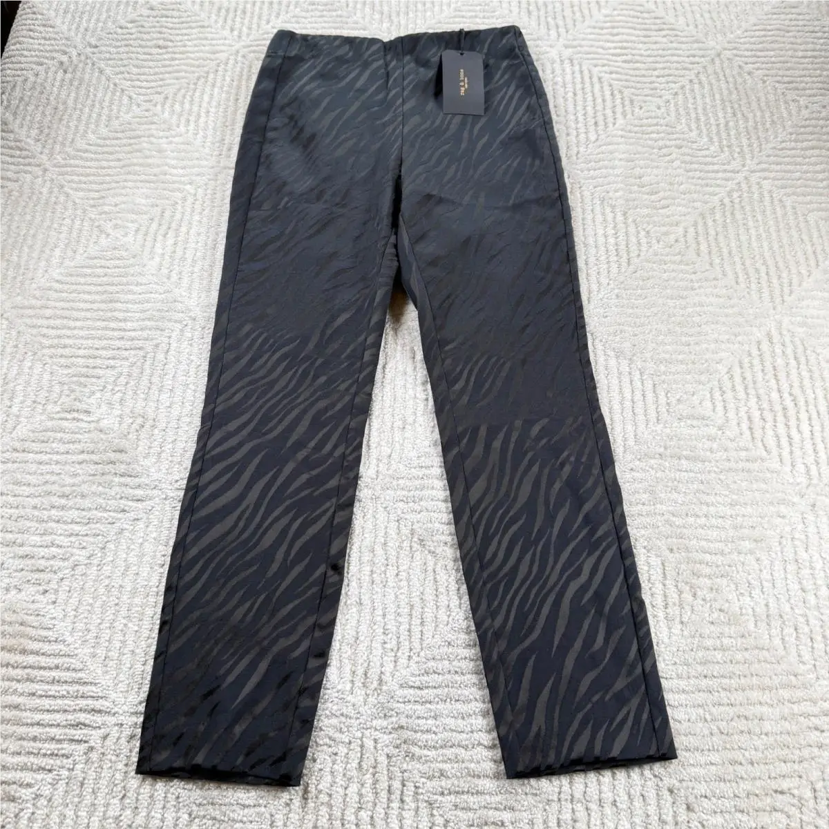 Rag Bone Simone Zebra Pant Women`s 6 Black Jacquard Office Party Edgy Chic by Rag & Bone
