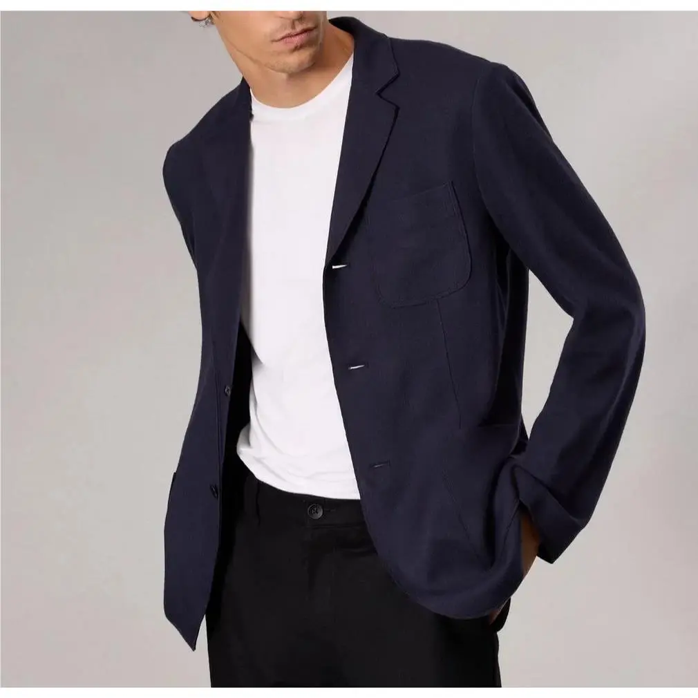 Rag Bone Jacket Mens Size 38 Navy Achilles Knit Blazer Japanese Wool by Rag & Bone