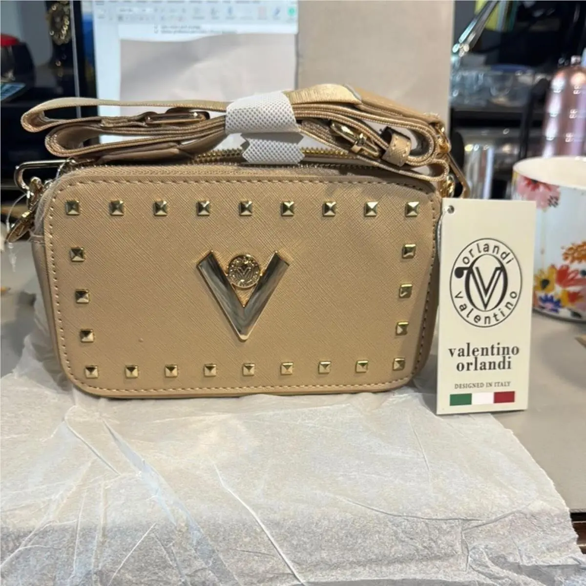 Valentino Orlandi Gold Studded Women`s Bag