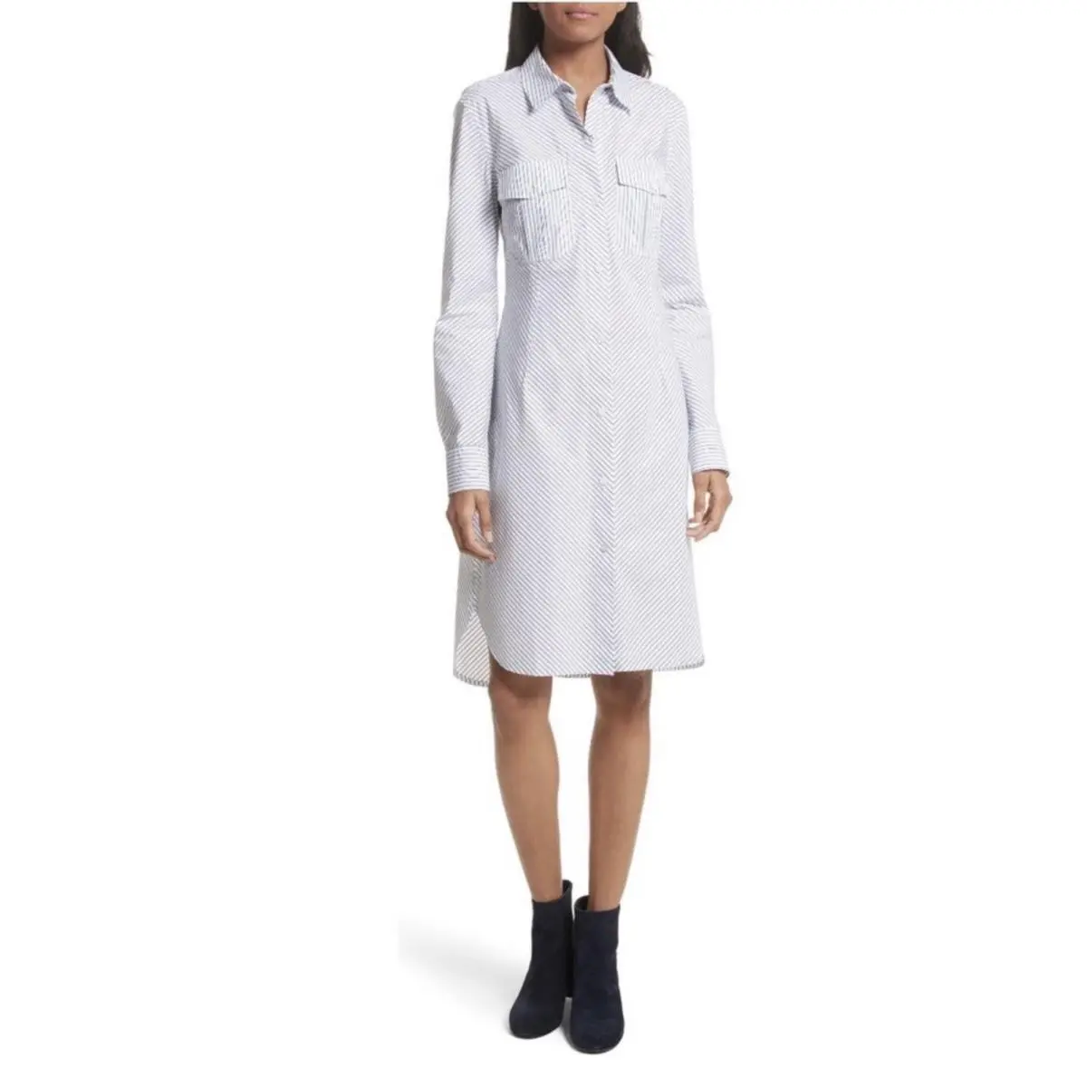 Rag Bone 152514 Albion Shirt Dress Blue/white Stripe Cotton Size M by Rag & Bone
