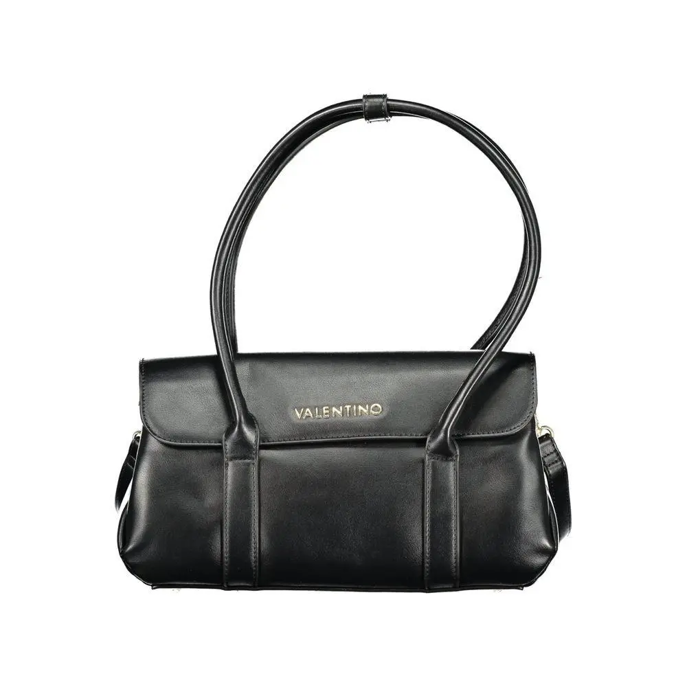 Valentino Nero Poliuretano Donna Bag with Shoulder Handles and Compartments