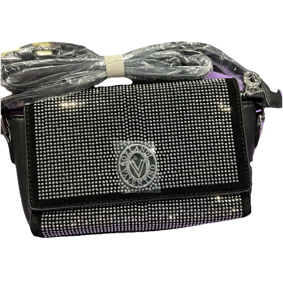 Valentino Orlandi Black Studded Shoulder Bag Silver Hardware