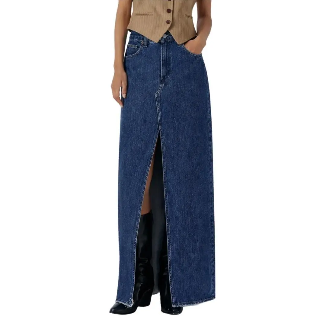 Rag Bone Skirt Womens Size 25 Blue Avery Kaihara Denim High Rise Maxi Japan