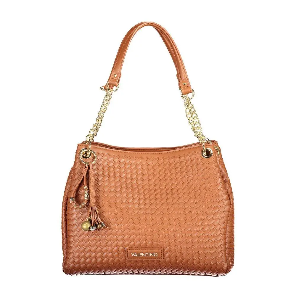 Valentino Brown Polyurethane Women Bag with Shoulder Handles