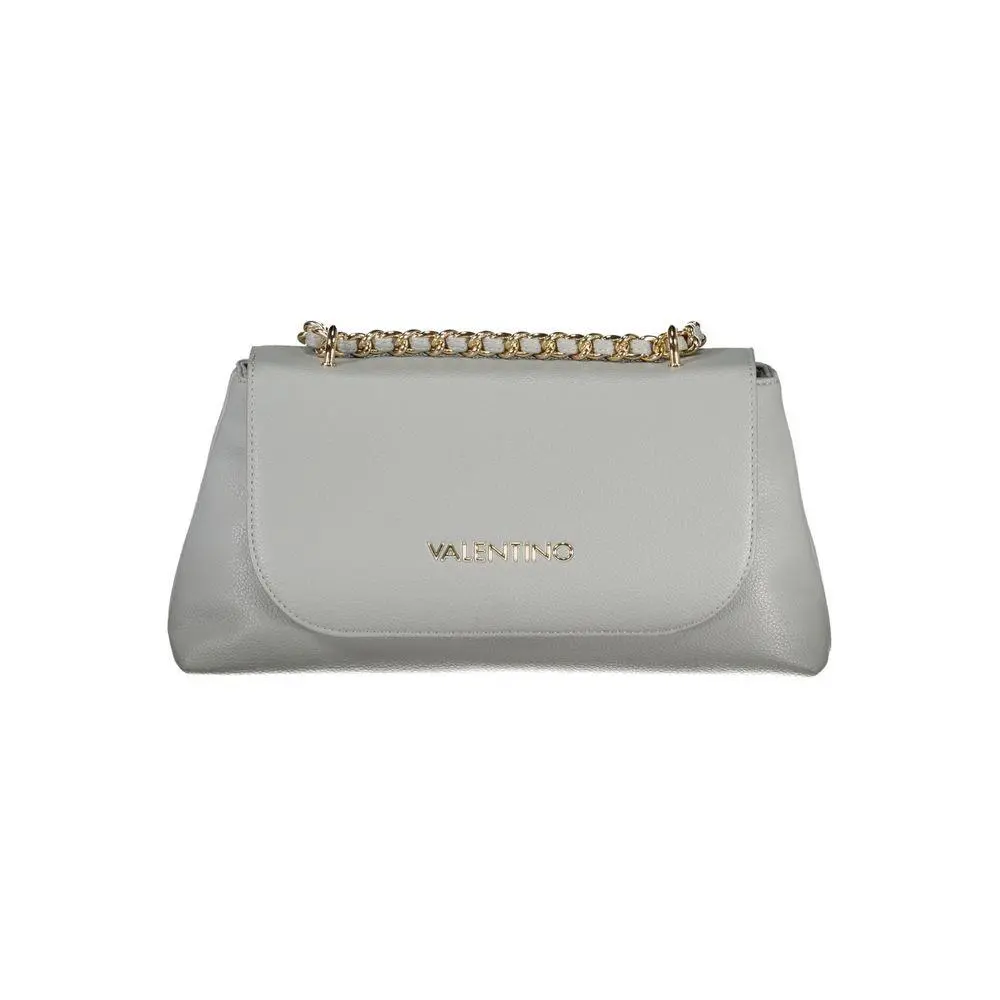 Valentino Gray Polyurethane Women`s Bag with Chain Shoulder Strap
