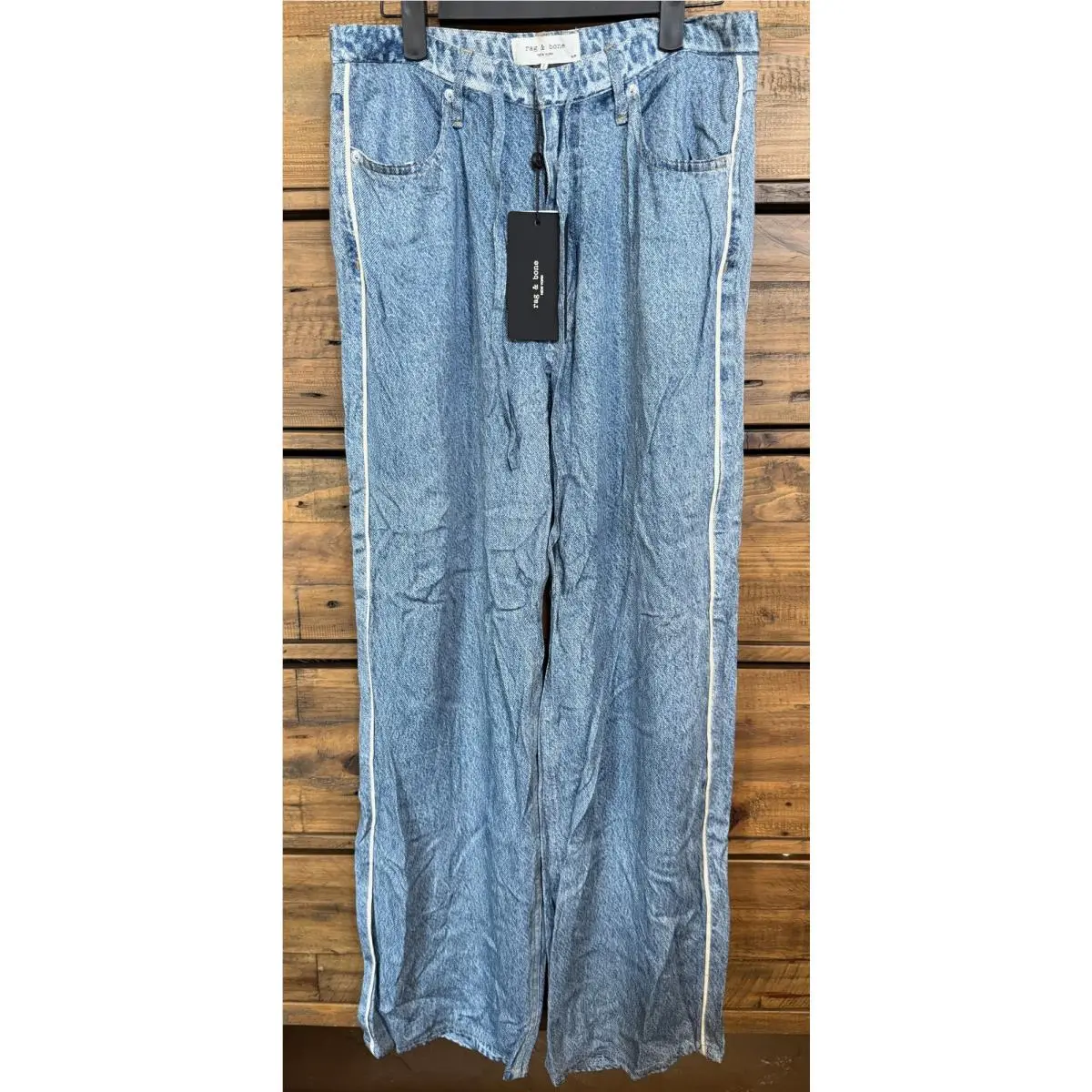 Rag Bone Zoe Miramar Slink Lounge Pants Women`s S Blue Soft Wide Leg