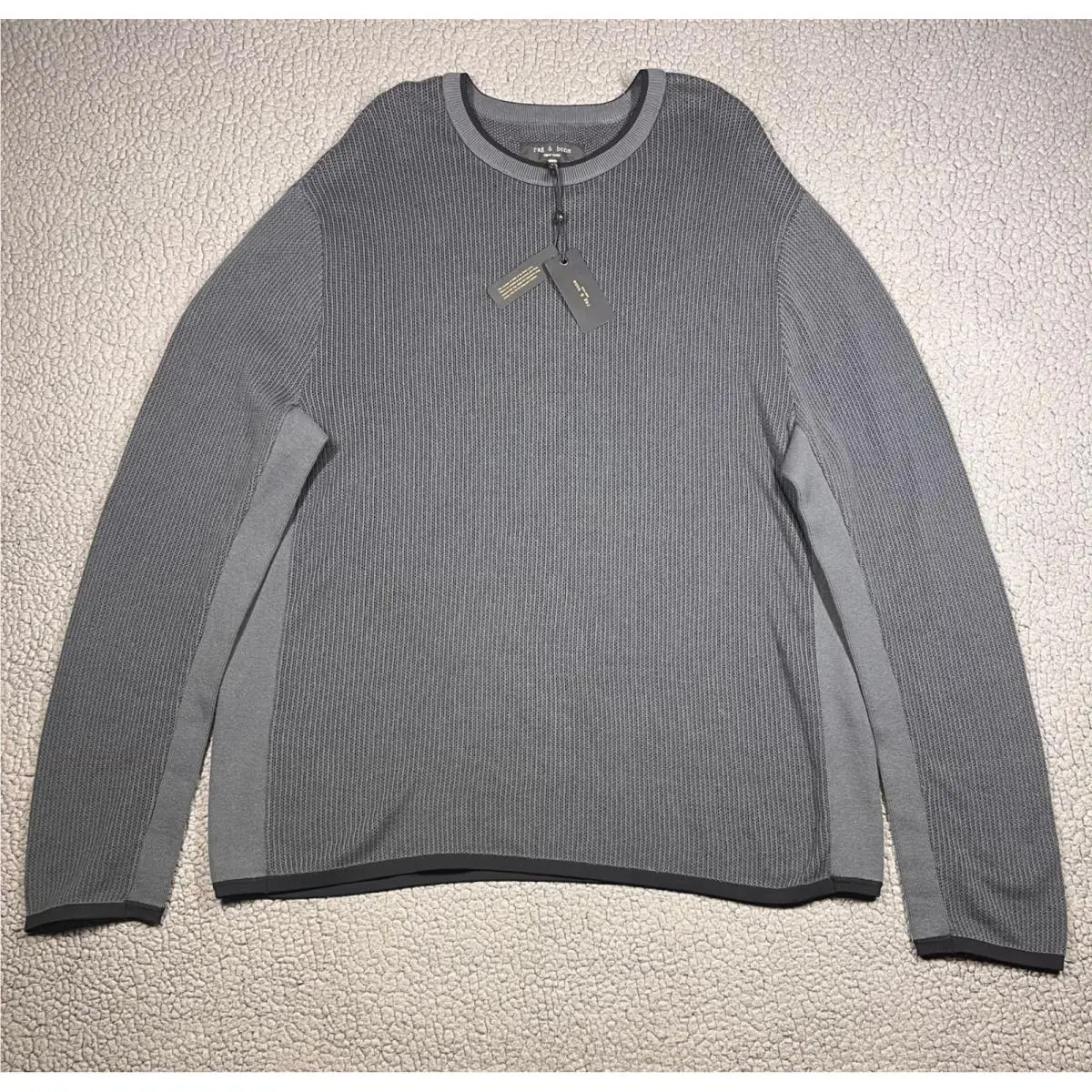 Rag Bone Harvey Crew Sweater Shark Blue Mens Xxl MBS24S021BC21