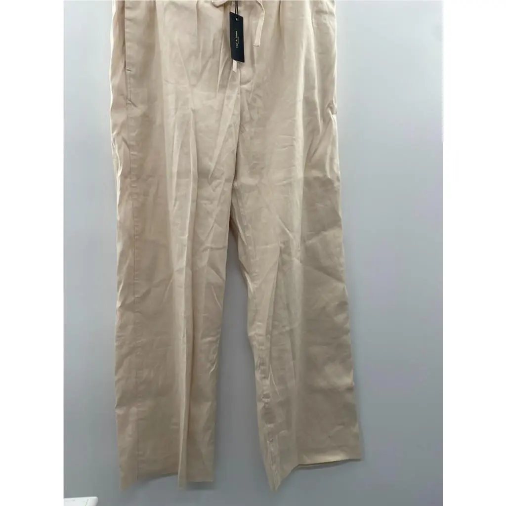 Rag Bone Logan Linen Pant Women`s Large Beach Drawstring Slash Pockets by Rag & Bone