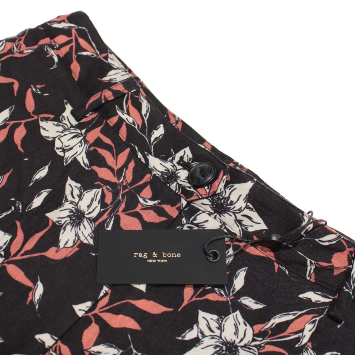 Rag Bone Casual Shorts Size 8 US Black Orange Floral Linen Blend by Rag & Bone