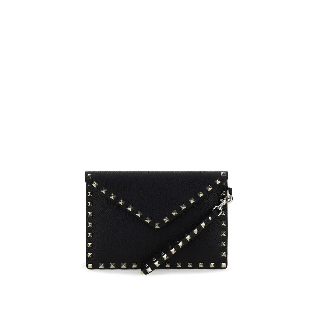 Garavani Black Calf Leather Bos Taurus Clutch Bag - VA9W2P0P87VSH0NOBB by Valentino
