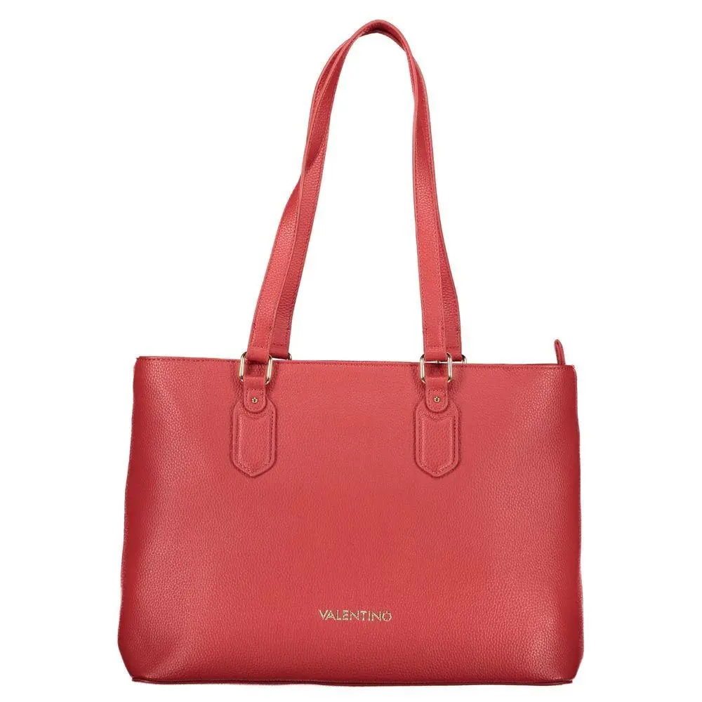 Valentino Rosso Polyurethane Women`s Bag with Zip Closure and Compartments