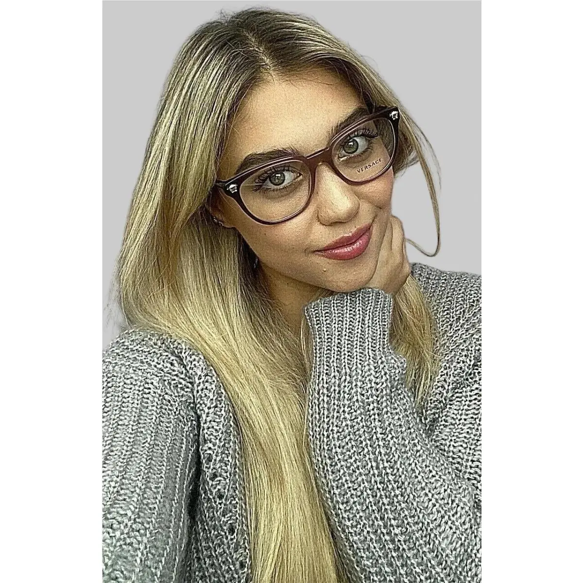 Versace Mod. 4232 5229 Clear Purple 52mm Eyeglasses Frame Italy 1