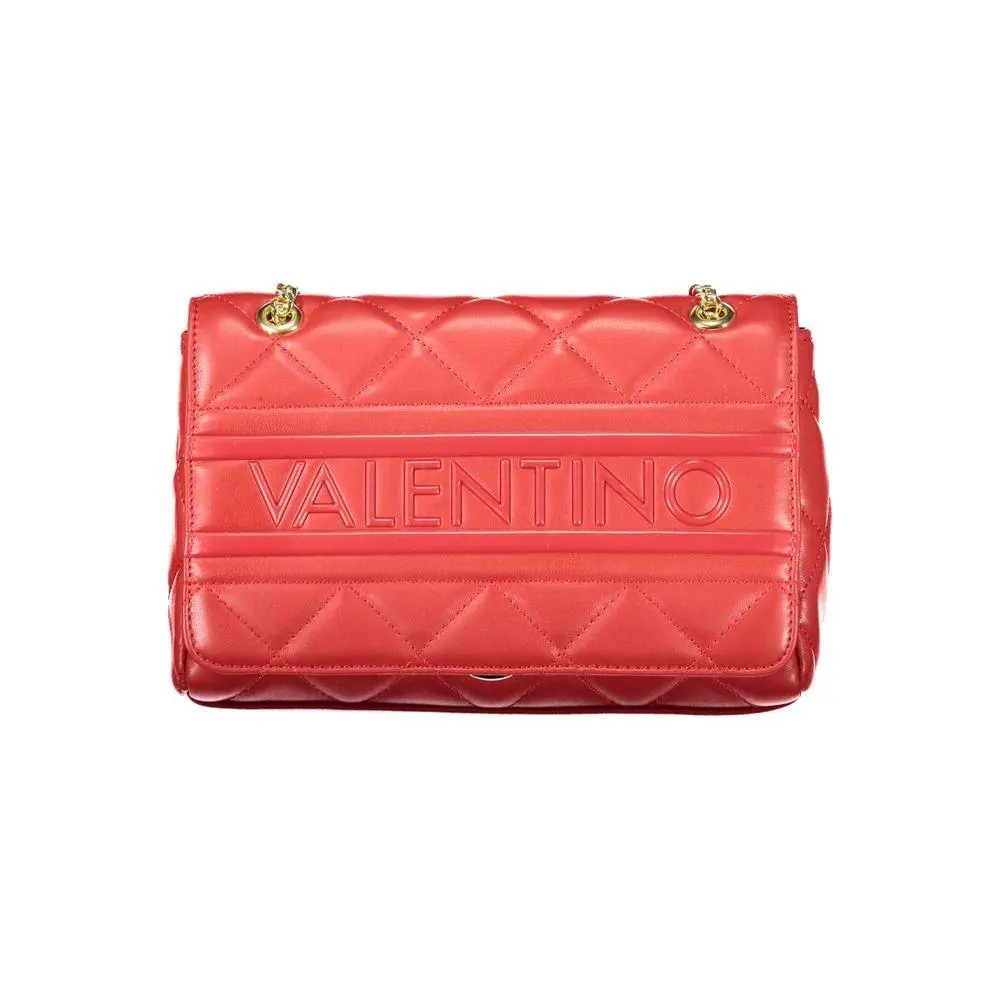Valentino Rosso Polyurethane Women`s Bag with Chain and Internal Pockets