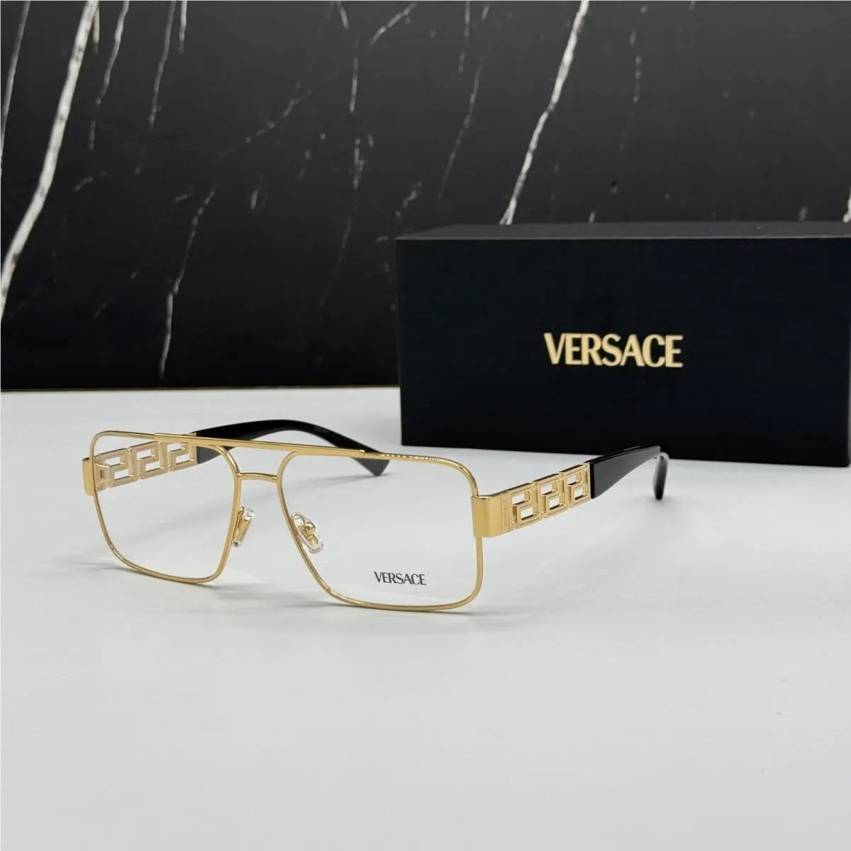 Versace VE1308 1002 Square Gold Metal Unisex Eyeglasses